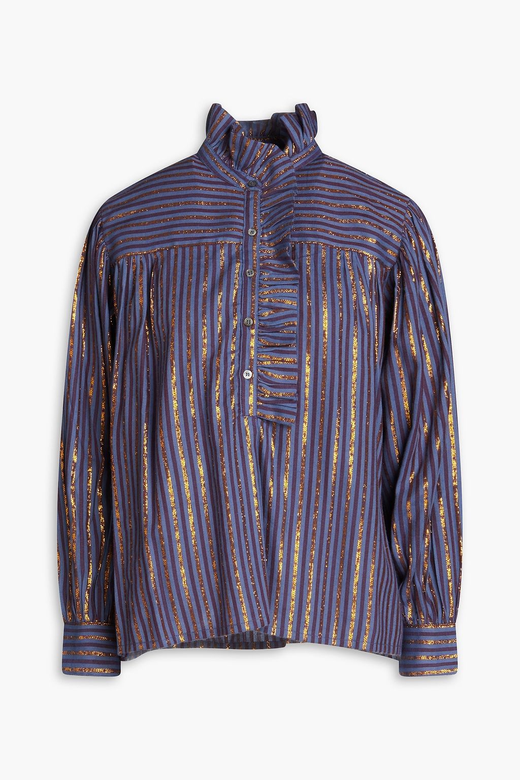 ANTIK BATIK Eddy metallic striped twill blouse THE OUTNET