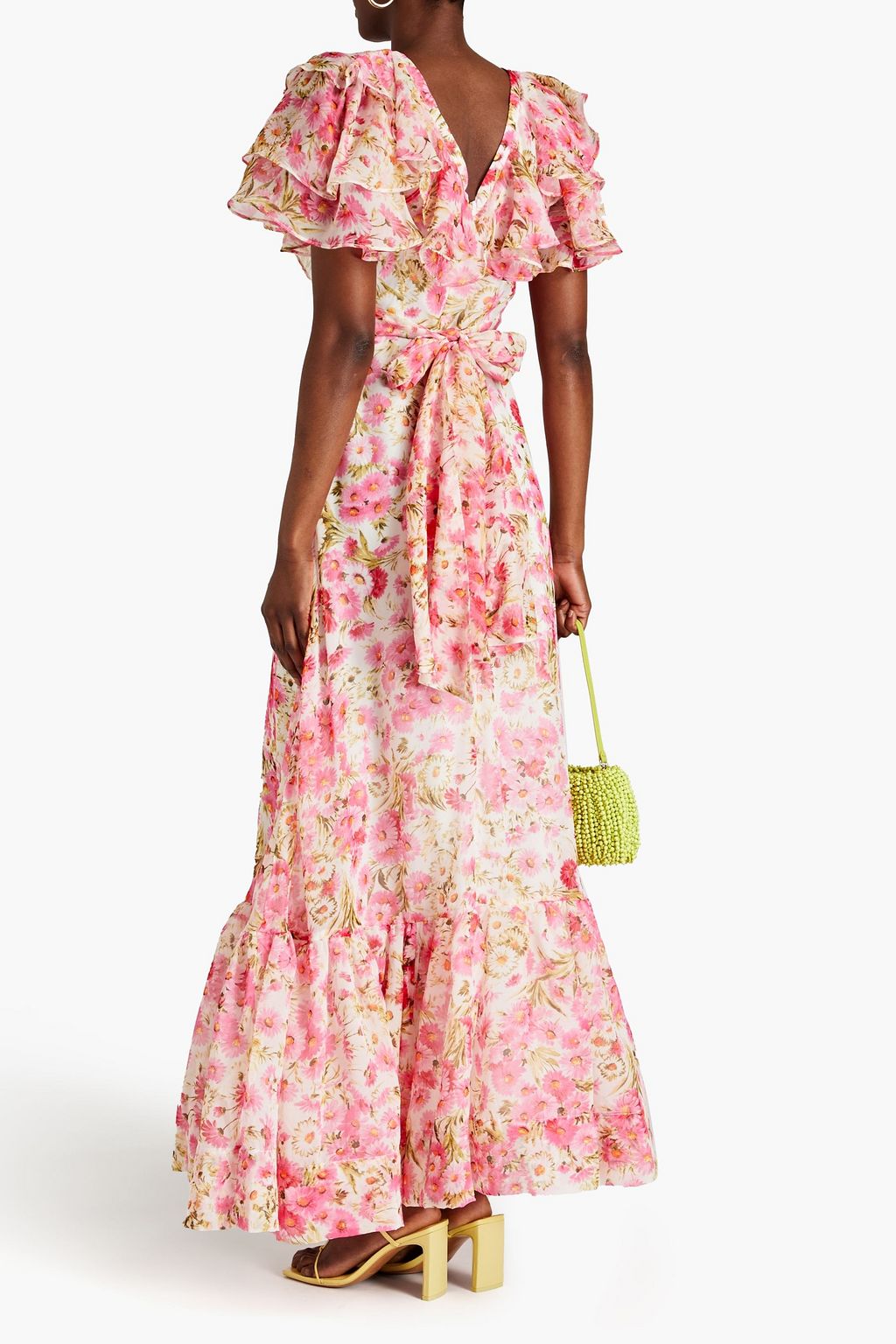 BYTIMO Ruffled floral-print organza gown