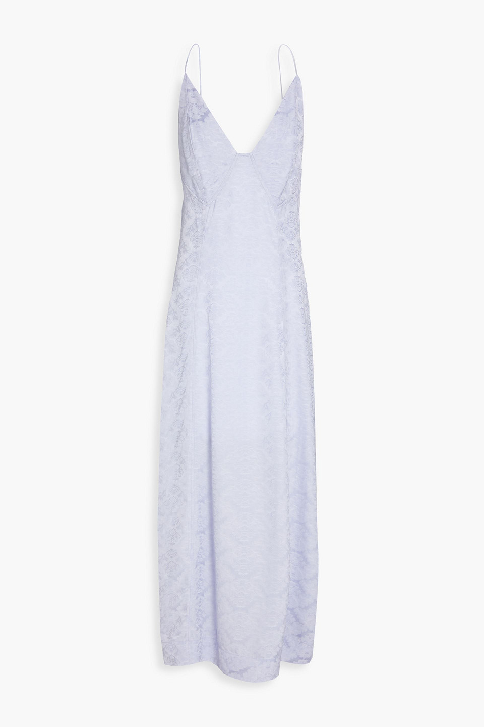 Ganni Floral Jacquard Midi Slip Dress In Sky Blue
