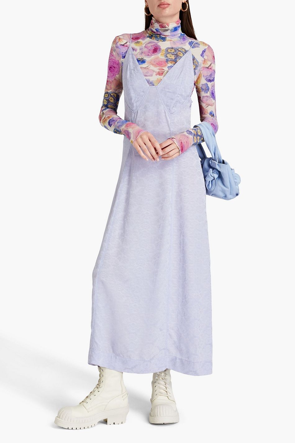 GANNI Jacquard maxi slip dress THE