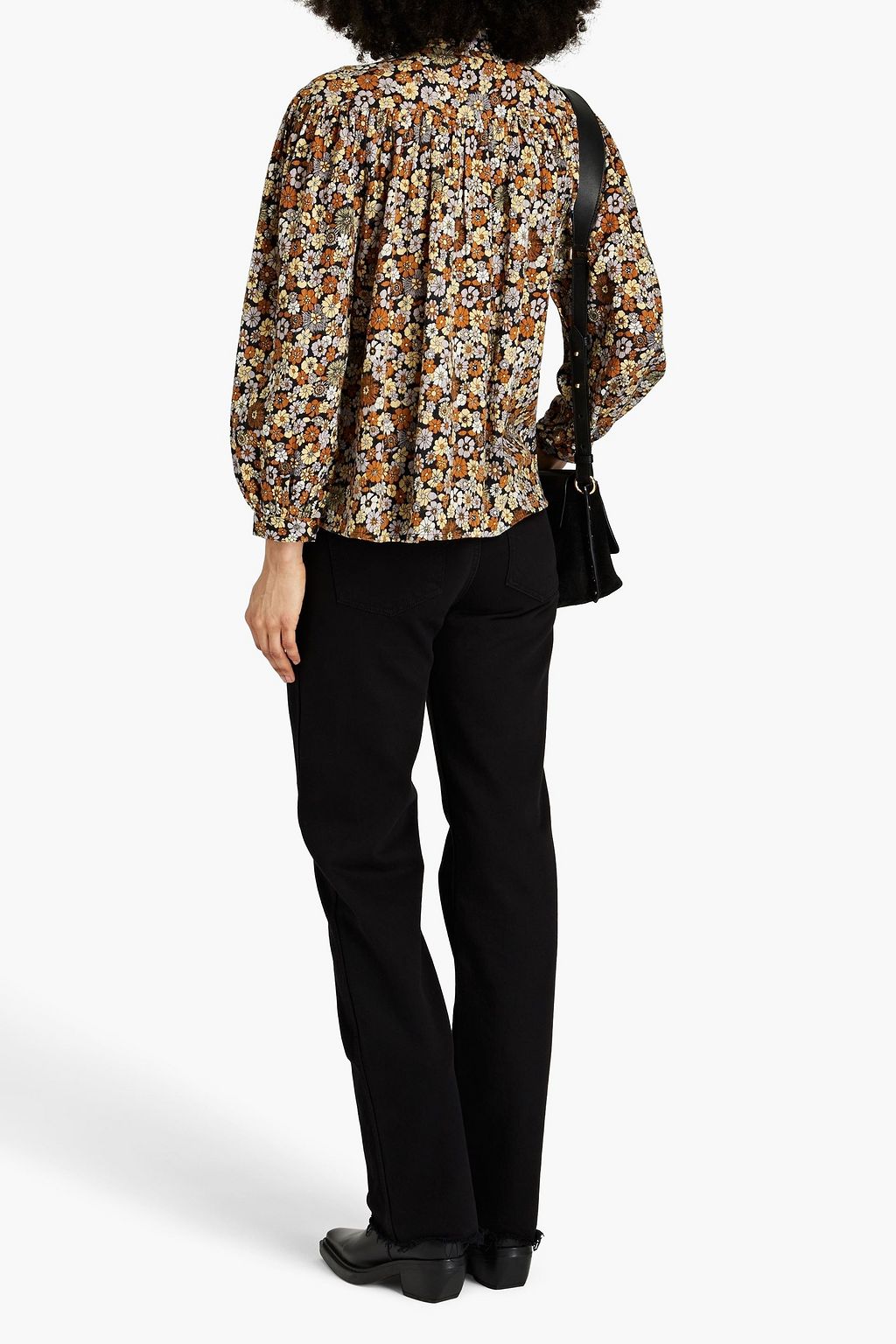 ANTIK BATIK Gathered floral-print cotton shirt