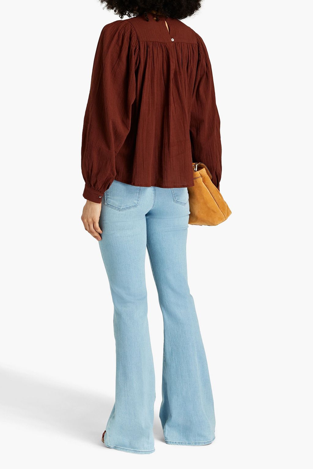 ANTIK BATIK Gathered embroidered cotton blouse