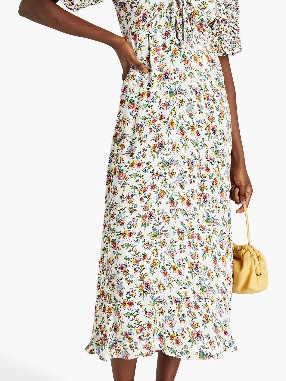 off-the-shoulder printed satin-crepe midi dress
