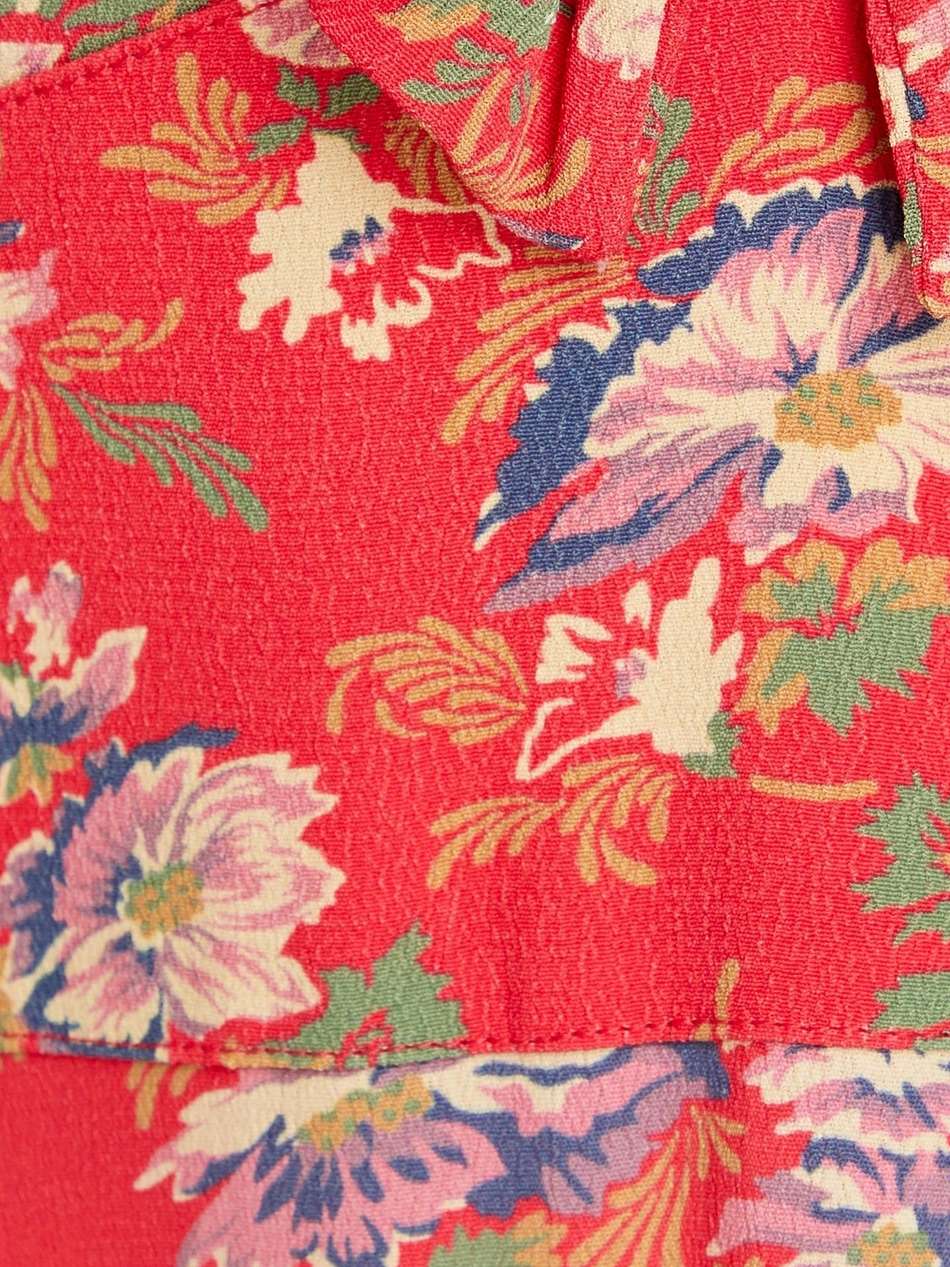 cutout gathered floral-print crepe maxi dress