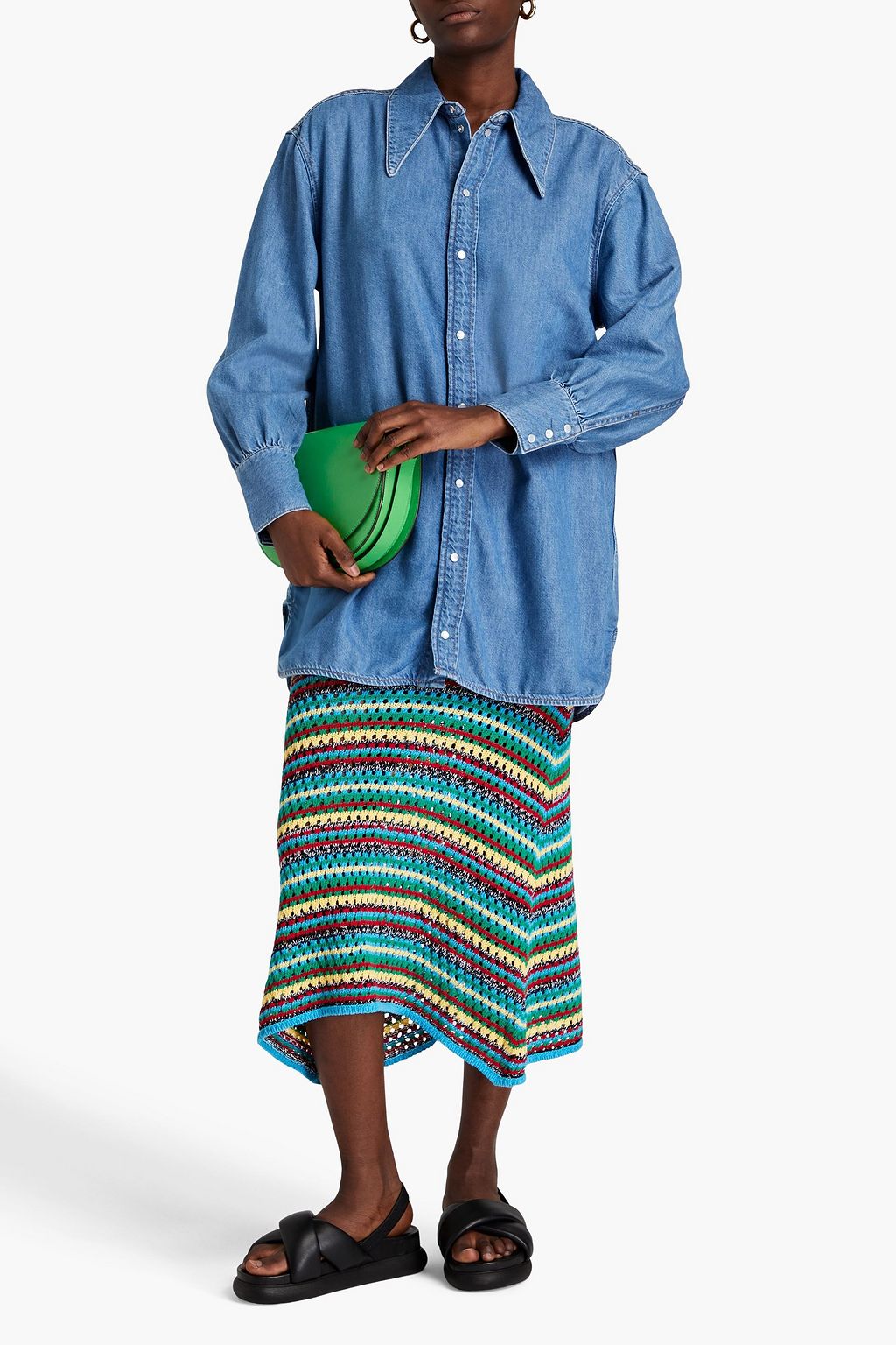 GANNI Cutout denim shirt