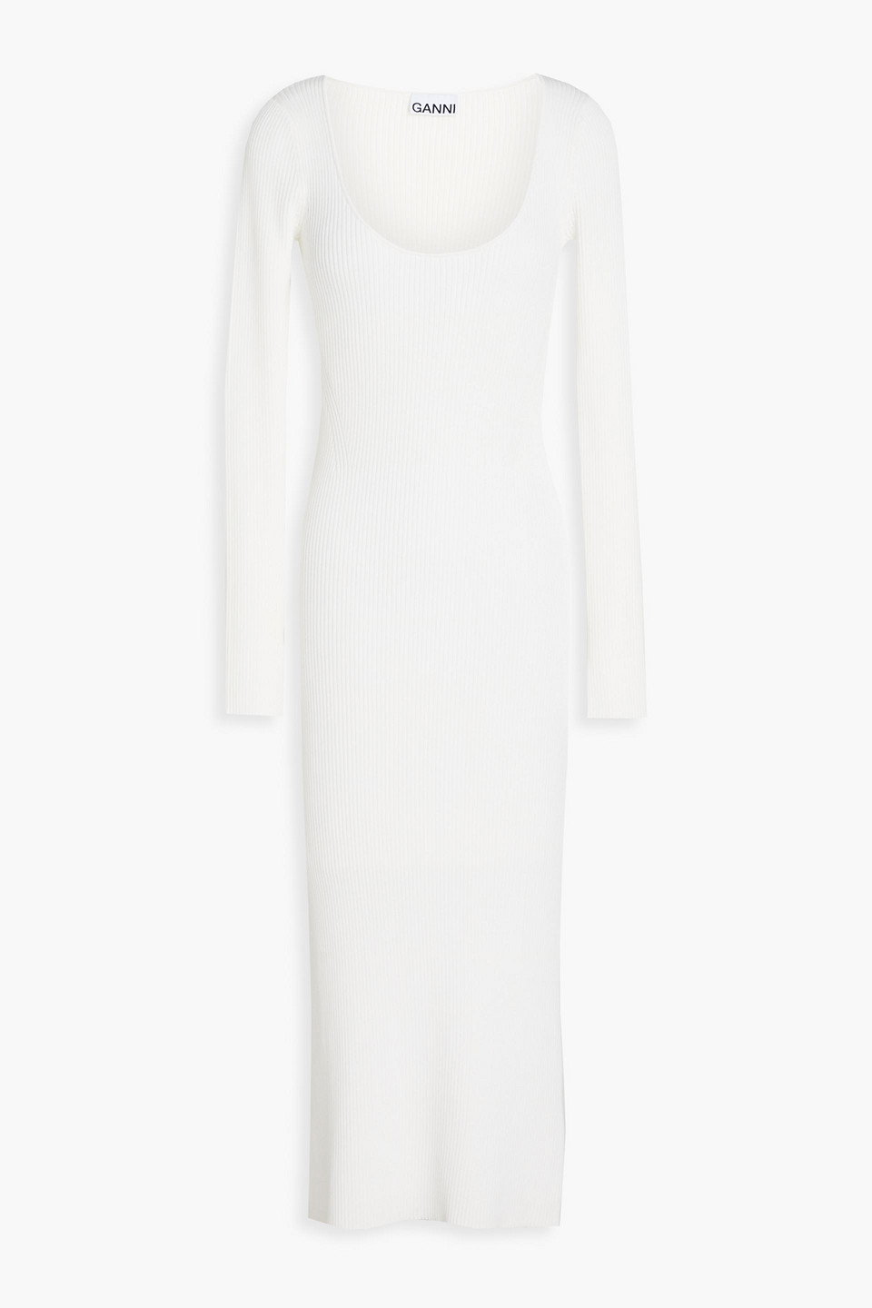 GANNI RIBBED-KNIT MIDI DRESS 3074457345637005119
