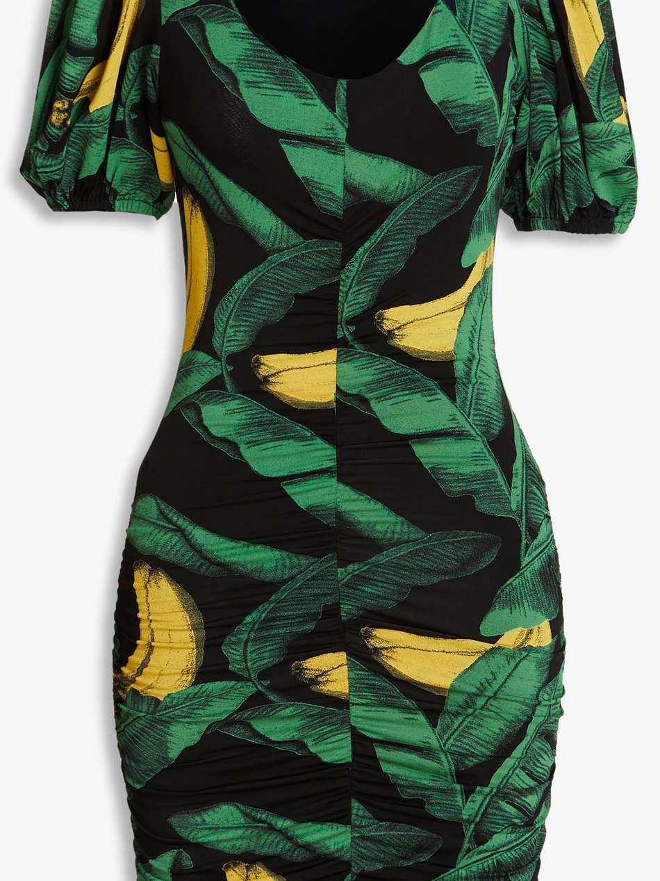 ruched floral-print stretch-jersey mini dress