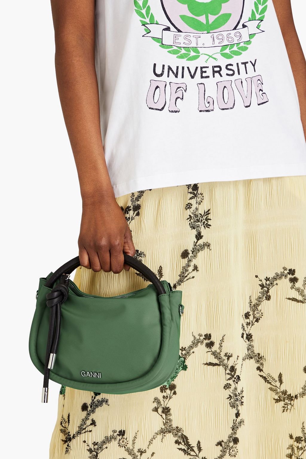 GANNI Leather-trimmed shell tote