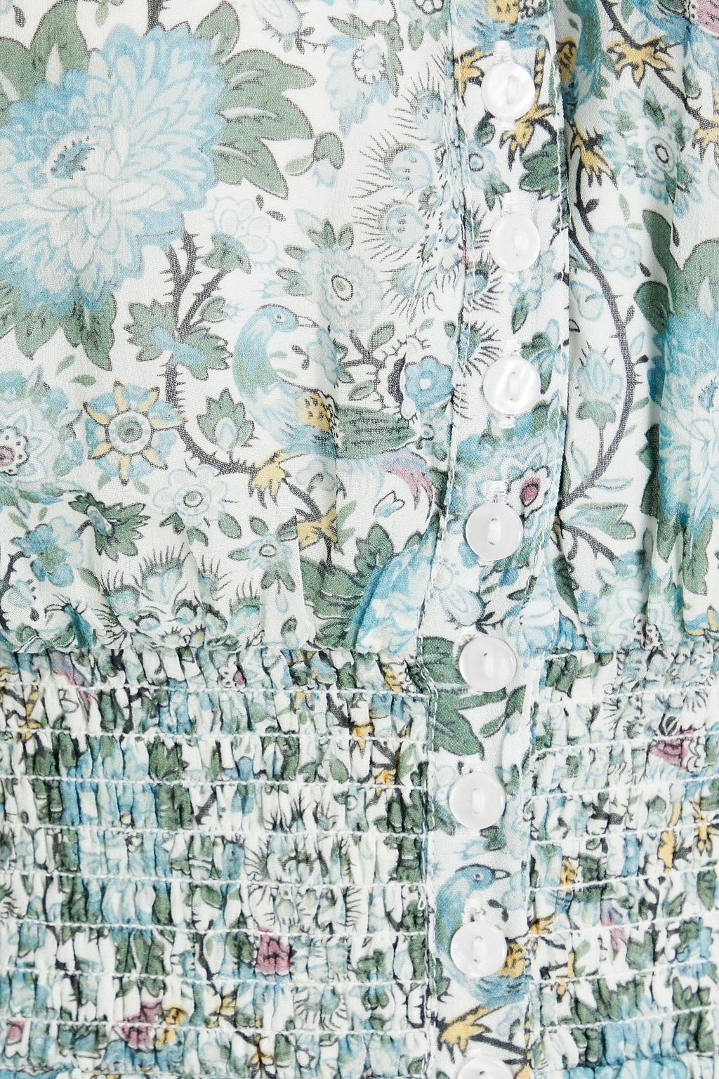 BYTIMO Shirred floral-print crepe maxi dress