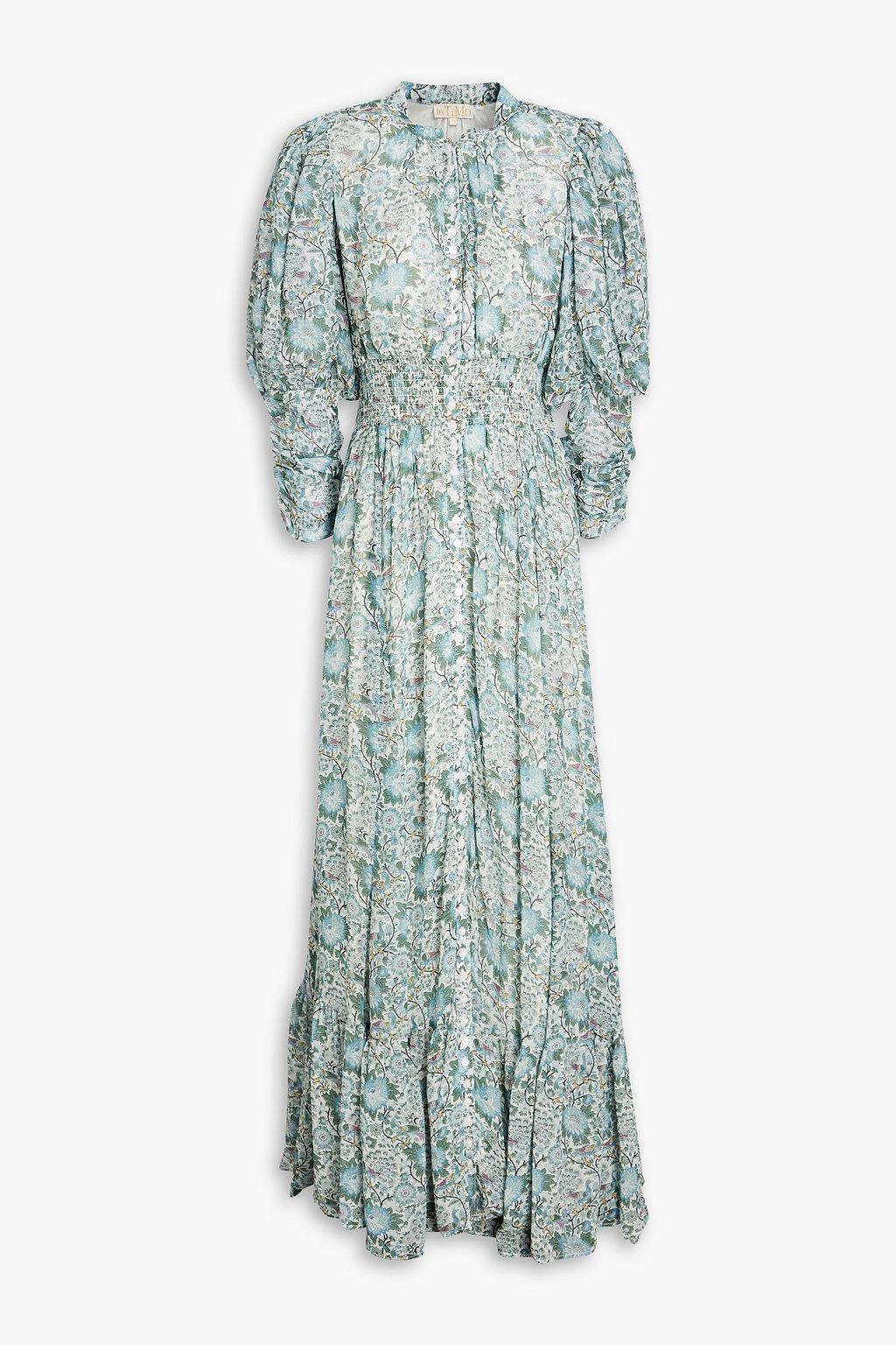 BYTIMO Shirred floral-print crepe maxi dress | THE OUTNET