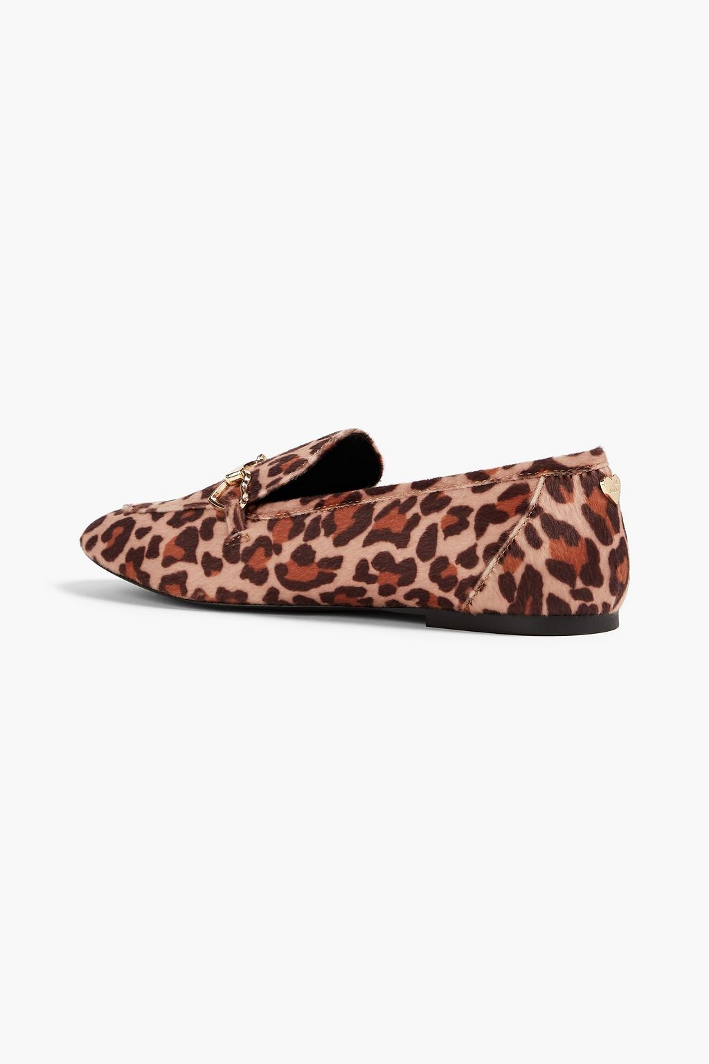 LOVE MOSCHINO Embellished leopard-print faux calf hair loafers