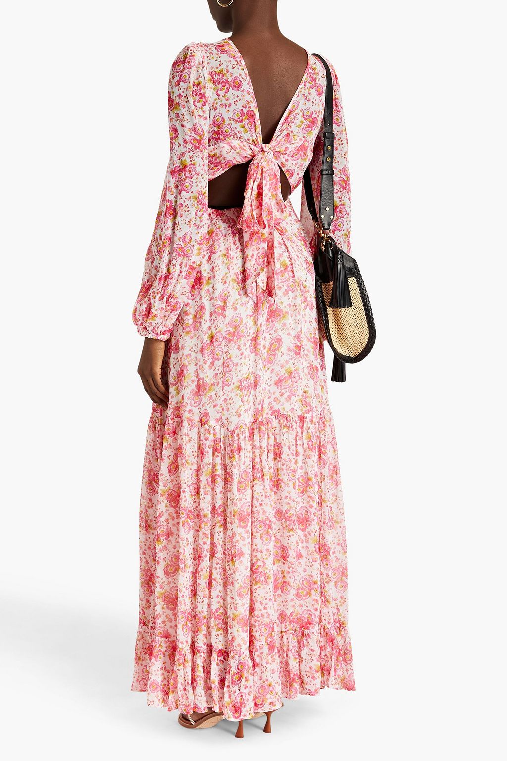 BYTIMO Maxikleid aus Crêpe mit Blumenprint und Cut-outs