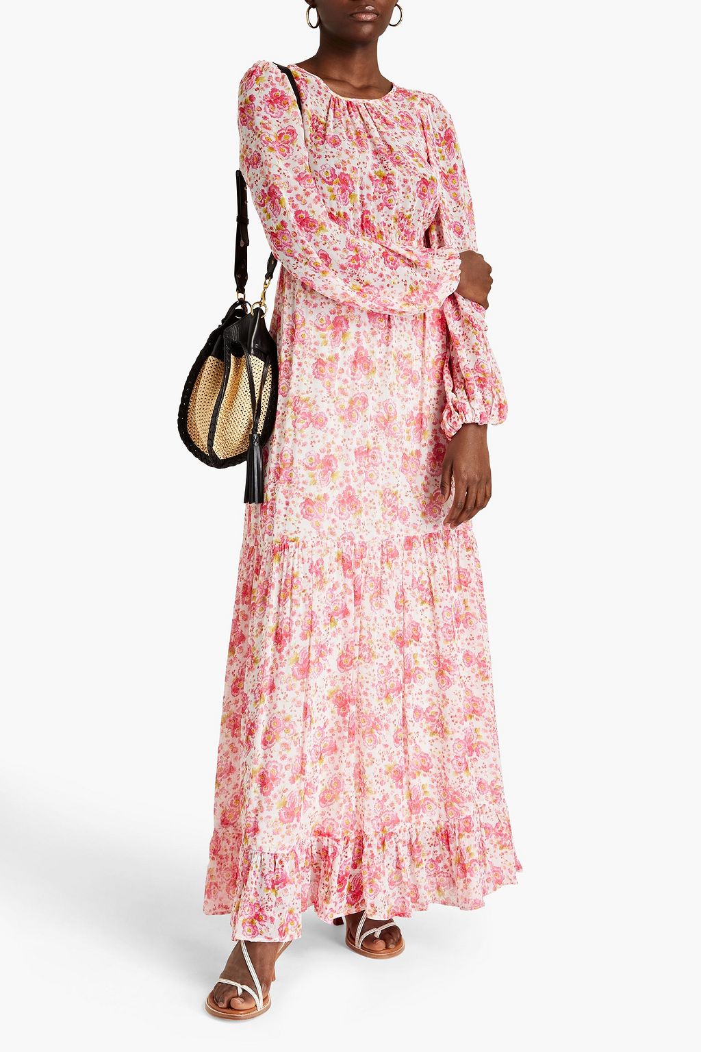 BYTIMO Maxikleid aus Crêpe mit Blumenprint und Cut-outs