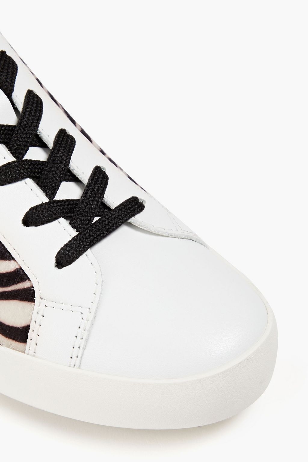 LOVE MOSCHINO Glittered printed velvet and leather sneakers