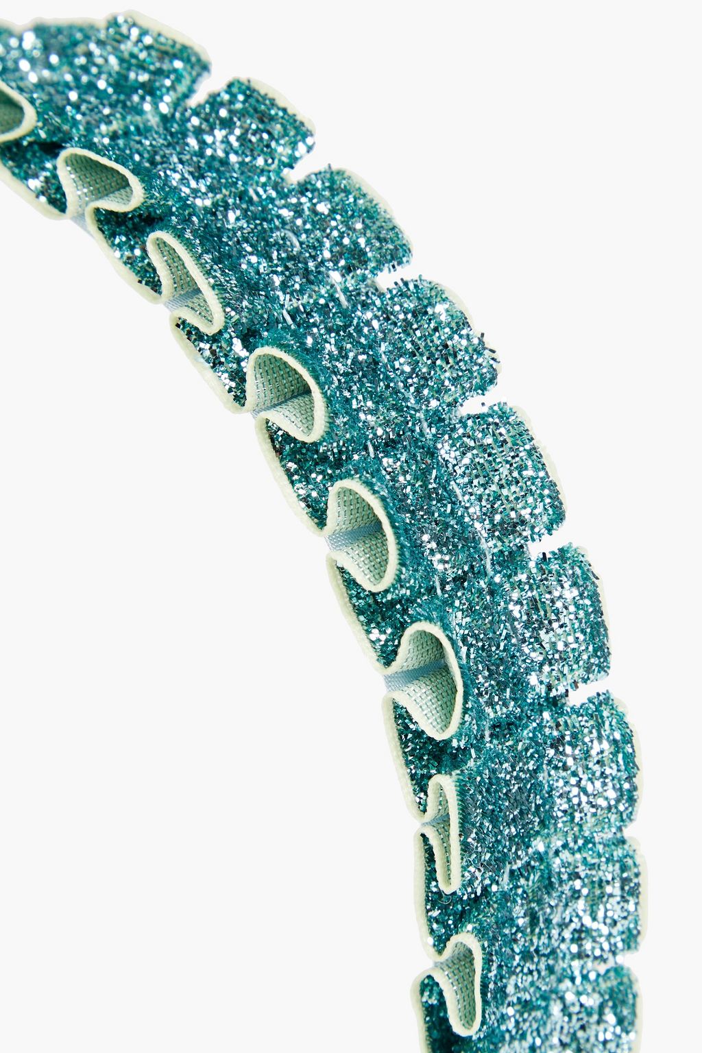 EUGENIA KIM Ruffled satin and tinsel hairband