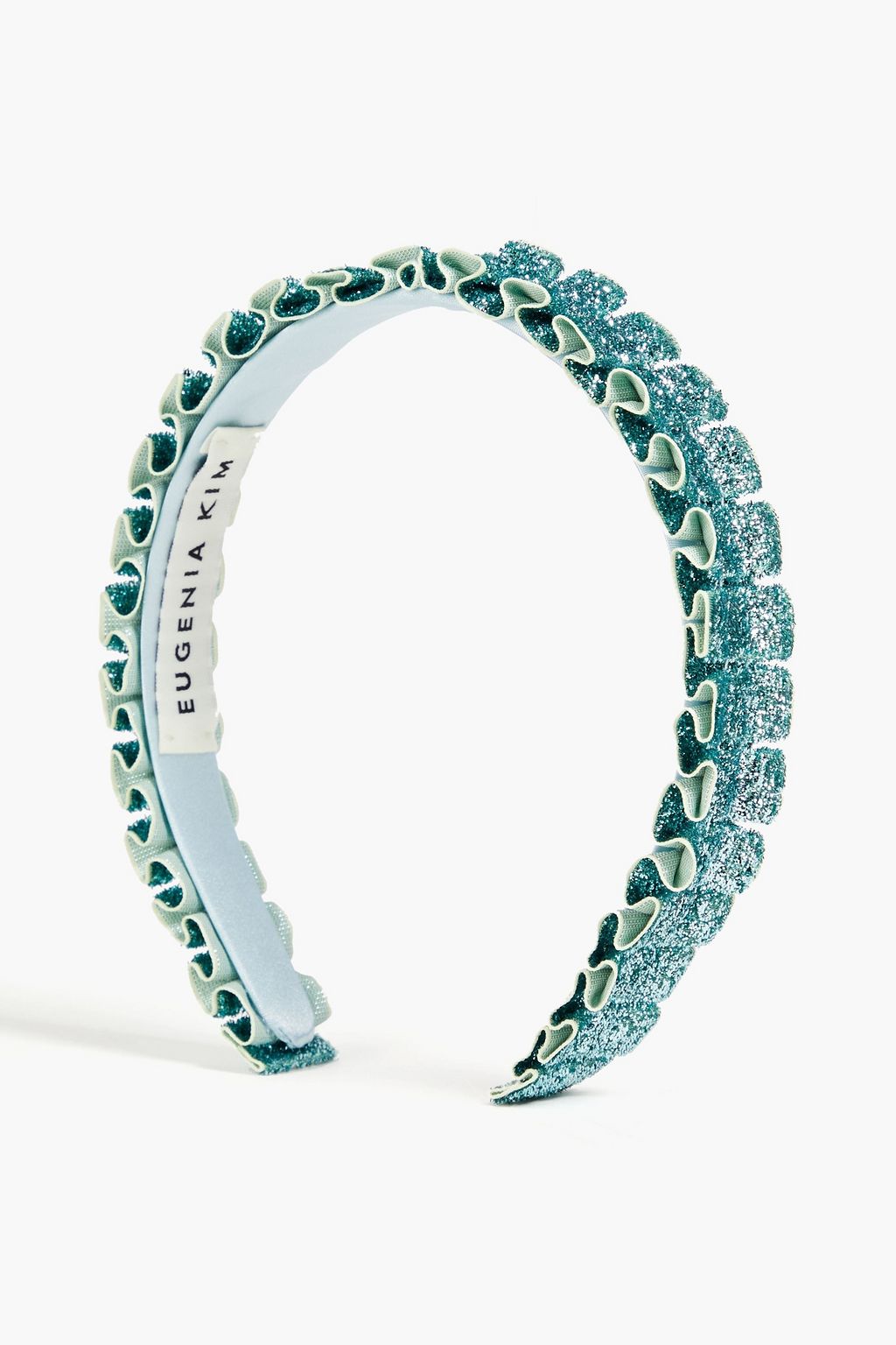 EUGENIA KIM Ruffled satin and tinsel hairband