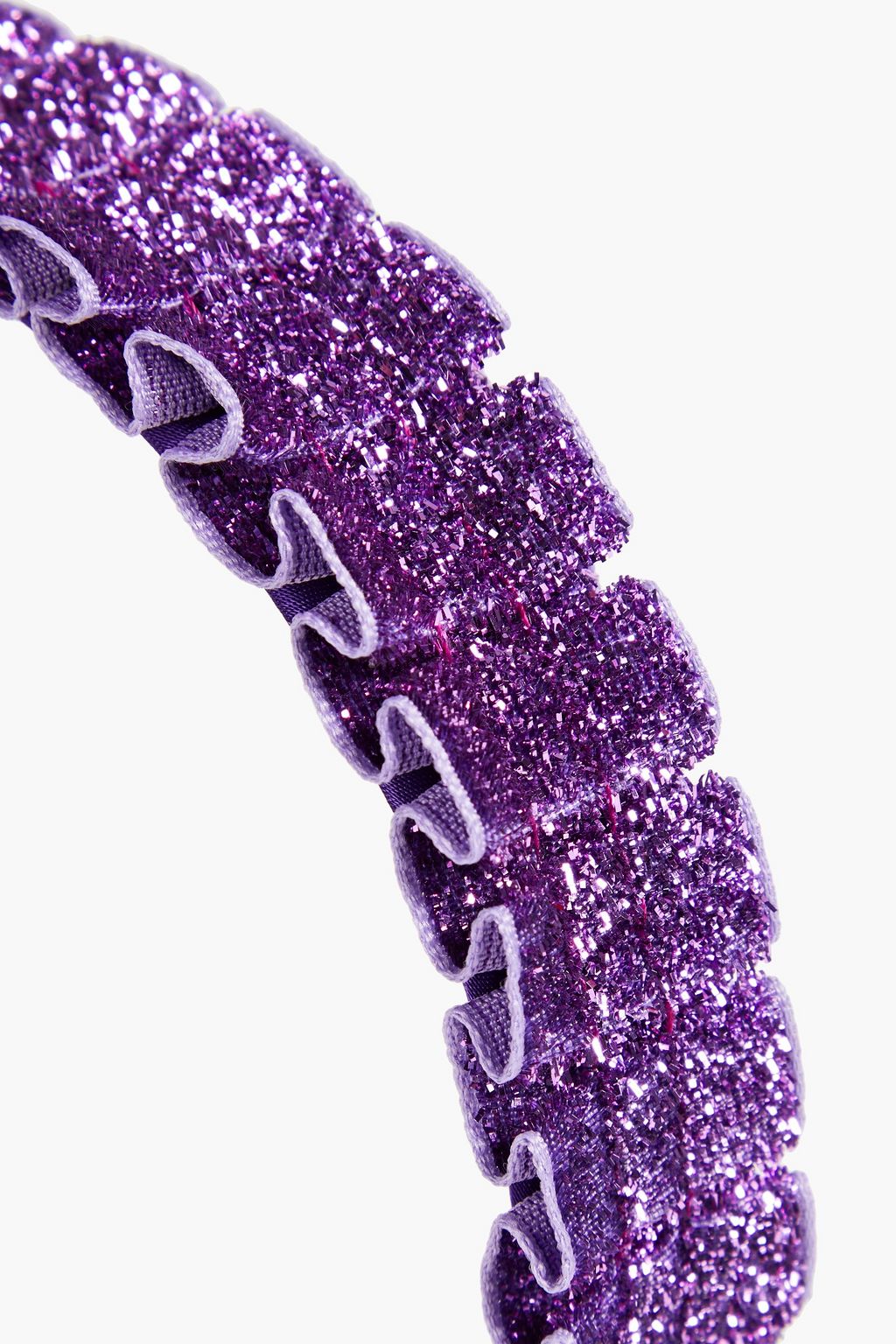 EUGENIA KIM Ruffled satin and tinsel hairband