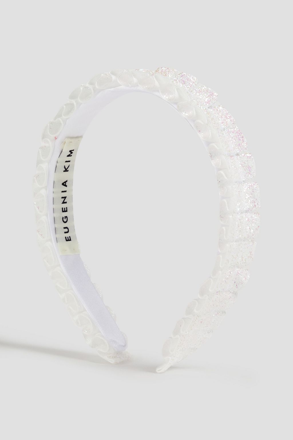 EUGENIA KIM Rafaela ruffled metallic velvet headband