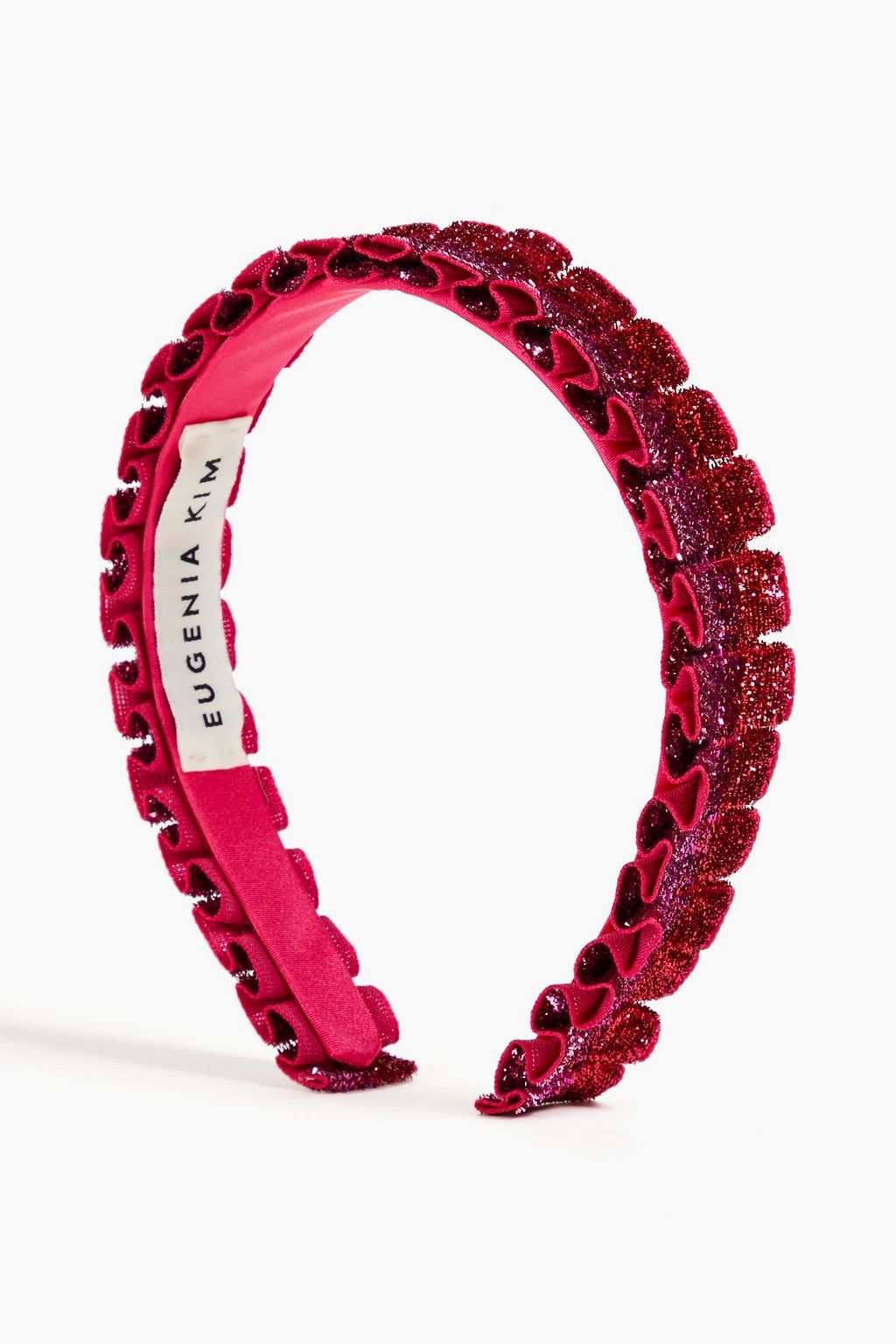 EUGENIA KIM Rafaela ruffled metallic velvet headband