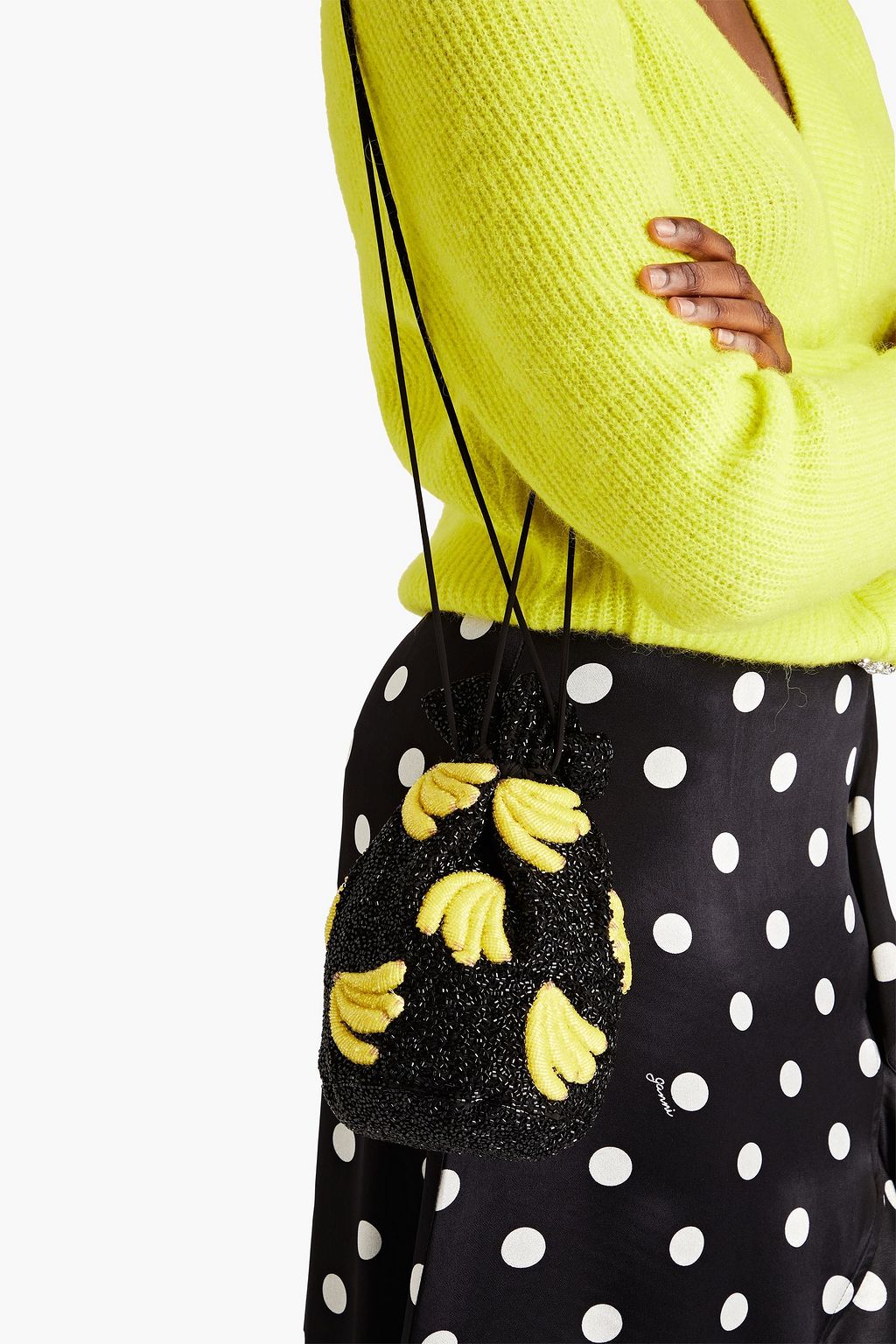 GANNI Beaded chiffon bucket bag