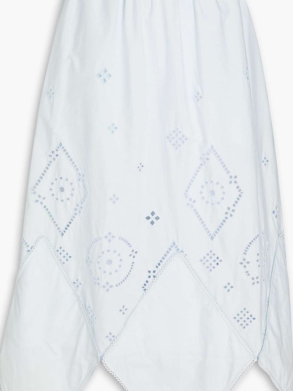 asymmetric broderie anglaise cotton midi skirt
