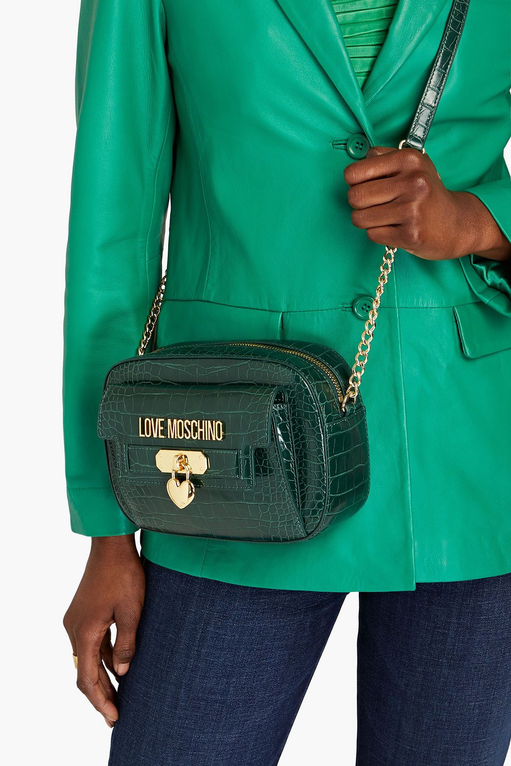 LOVE MOSCHINO Faux croc-effect leather cross-body bag