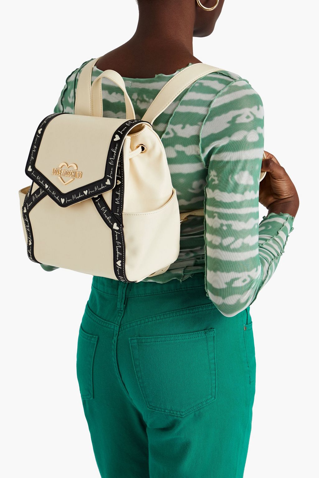 LOVE MOSCHINO Embroidered faux leather backpack
