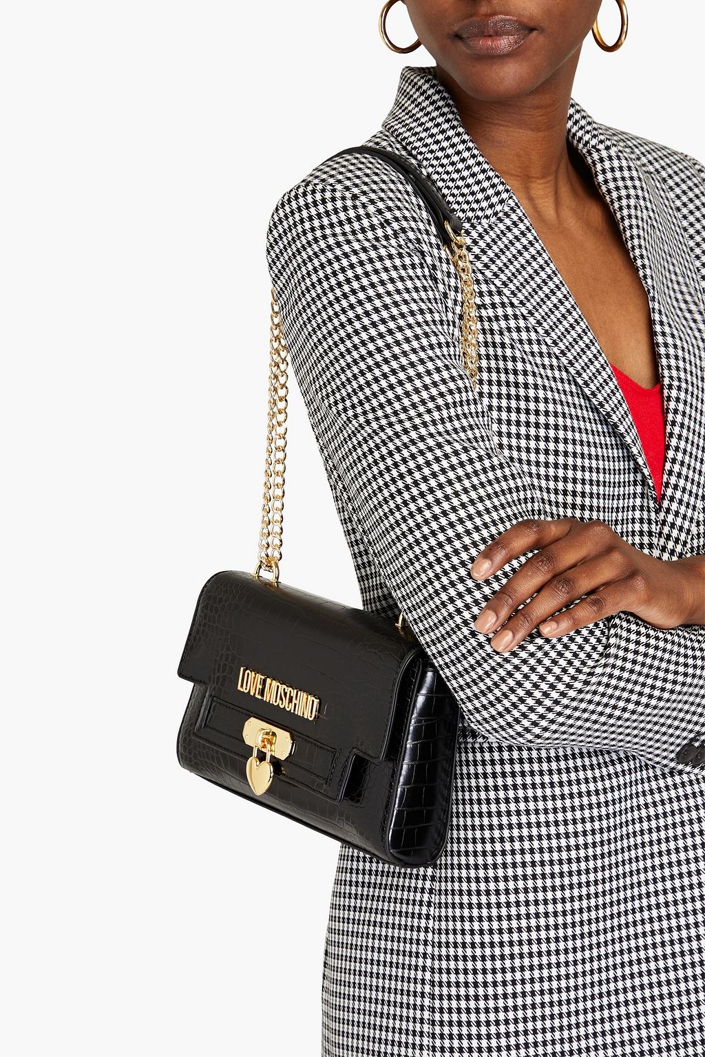 LOVE MOSCHINO Faux croc-effect leather shoulder bag