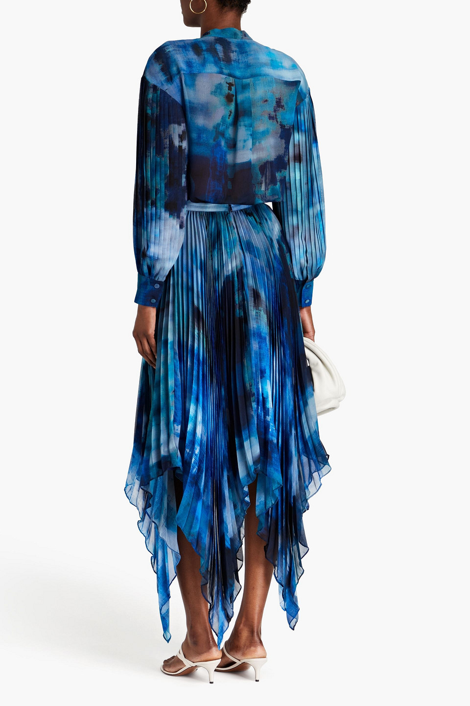 Shop Altuzarra Pleated Tie-dyed Chiffon Maxi Skirt In Azure