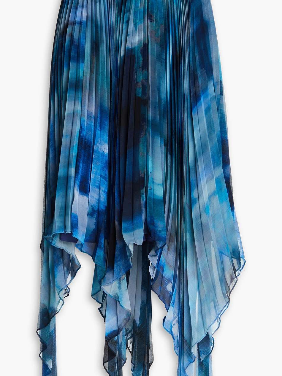 pleated tie-dyed chiffon maxi skirt