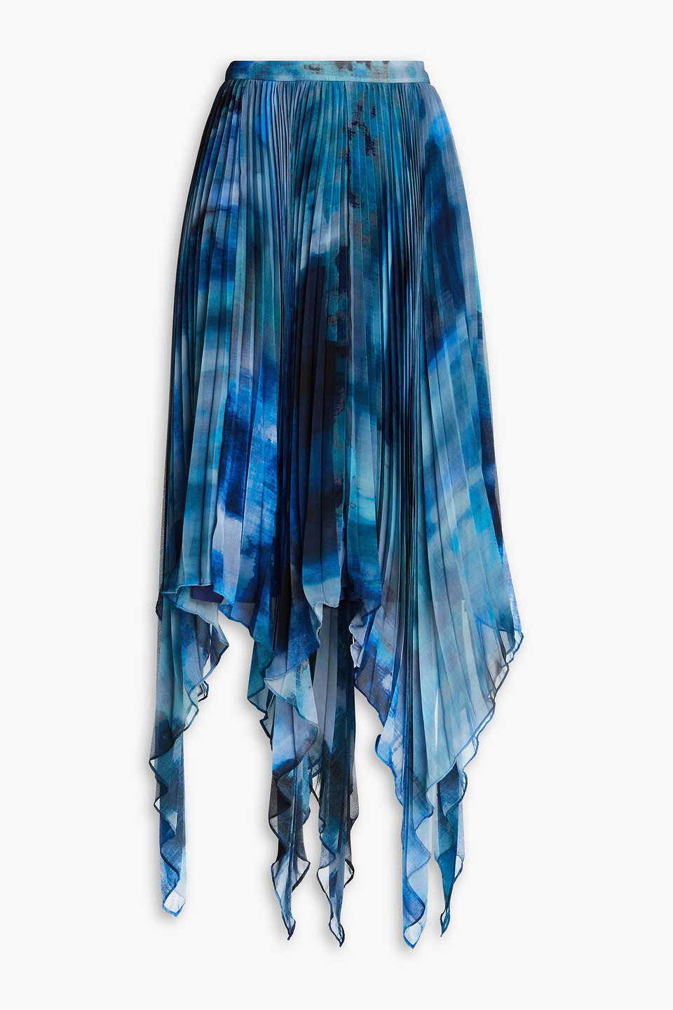 Altuzarra Pleated Tie-dyed Chiffon Maxi Skirt In Azure