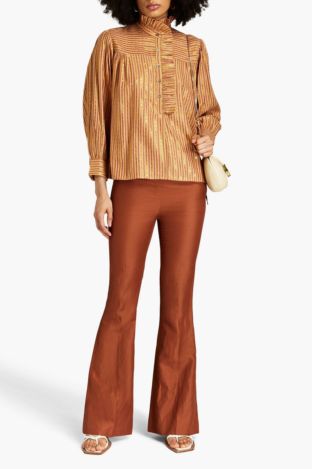 ANTIK BATIK Eddy striped metallic twill blouse