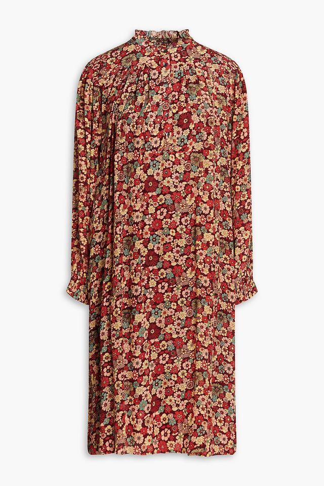 Colline gathered floral-print crepe de chine midi dress