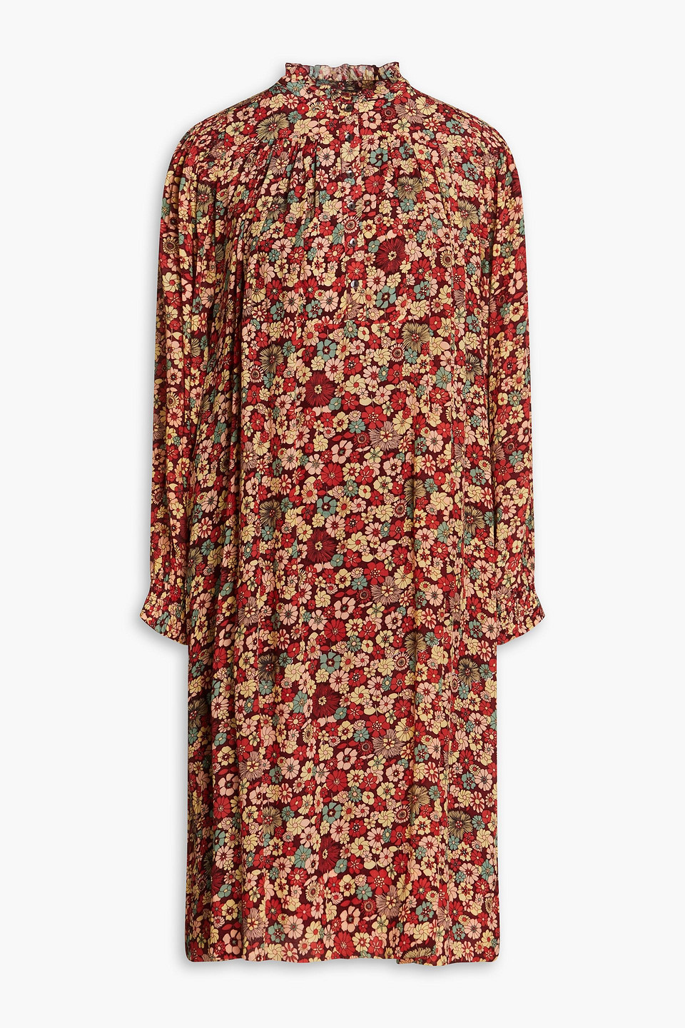 Colline gathered floral-print crepe de chine midi dress