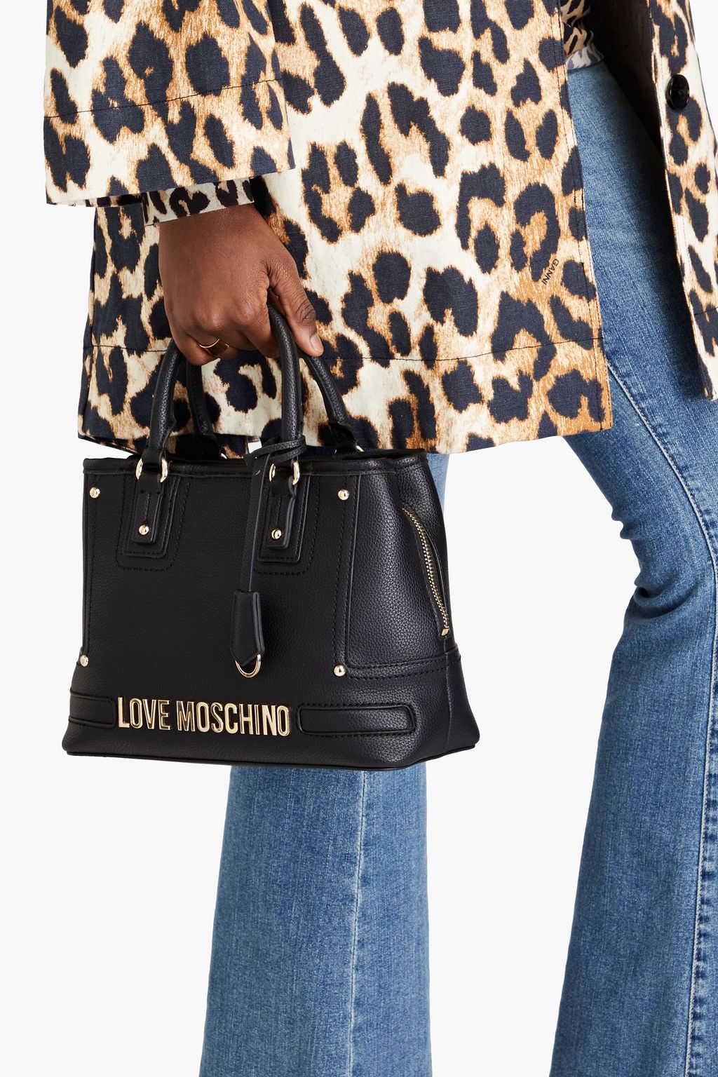 LOVE MOSCHINO Studded faux pebbled-leather tote