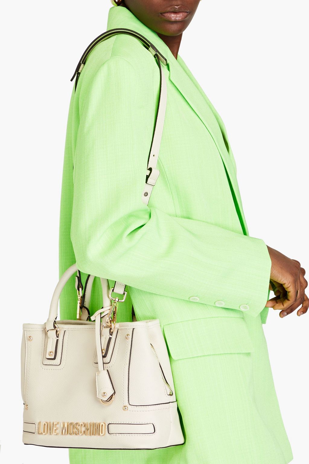 LOVE MOSCHINO Studded faux pebbled-leather tote