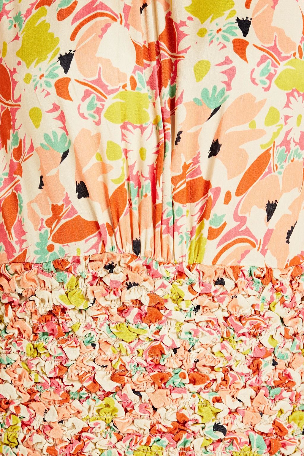 BYTIMO Shirred floral-print satin-crepe mini dress