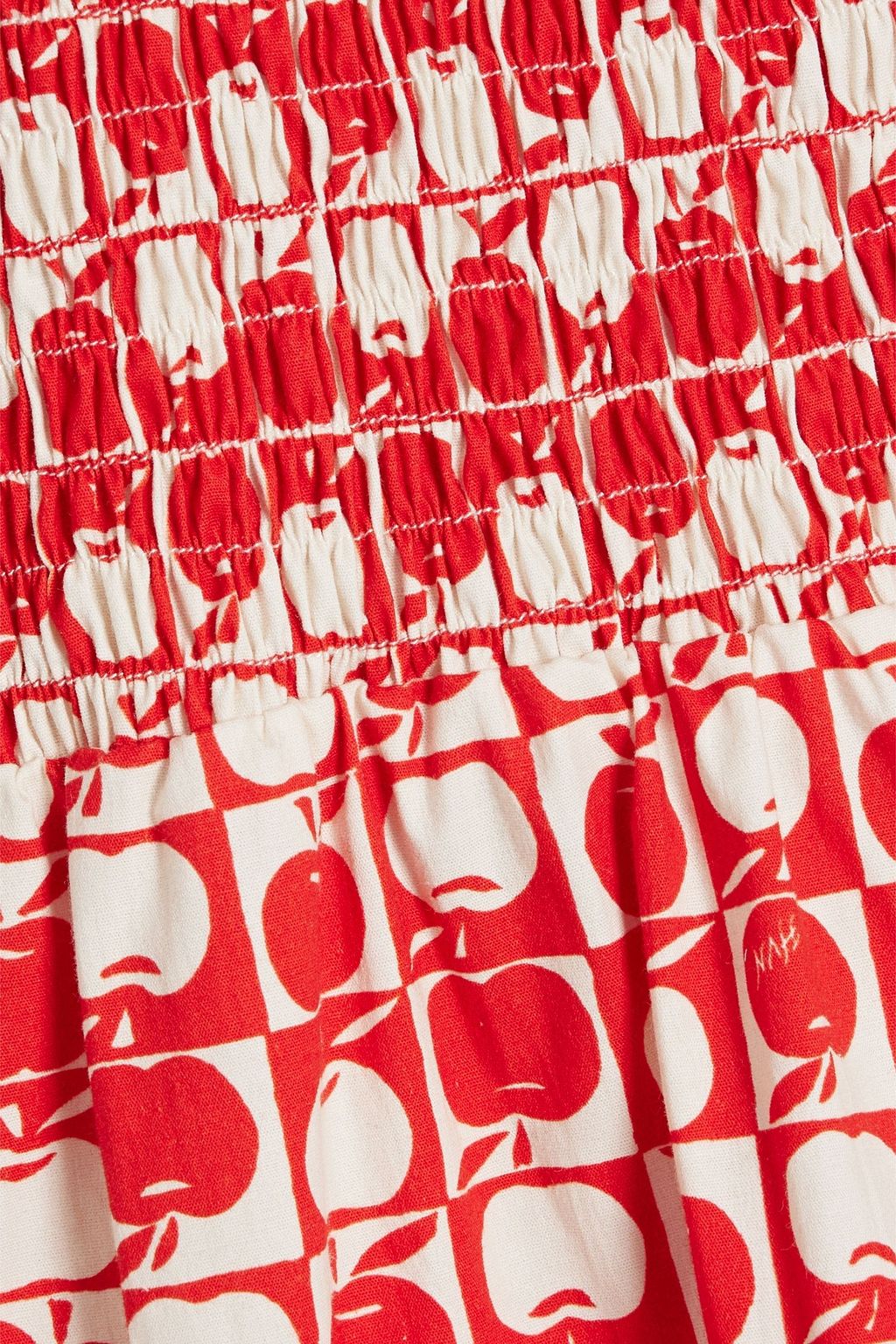 HVN Fromer shirred printed cotton-blend poplin midi dress