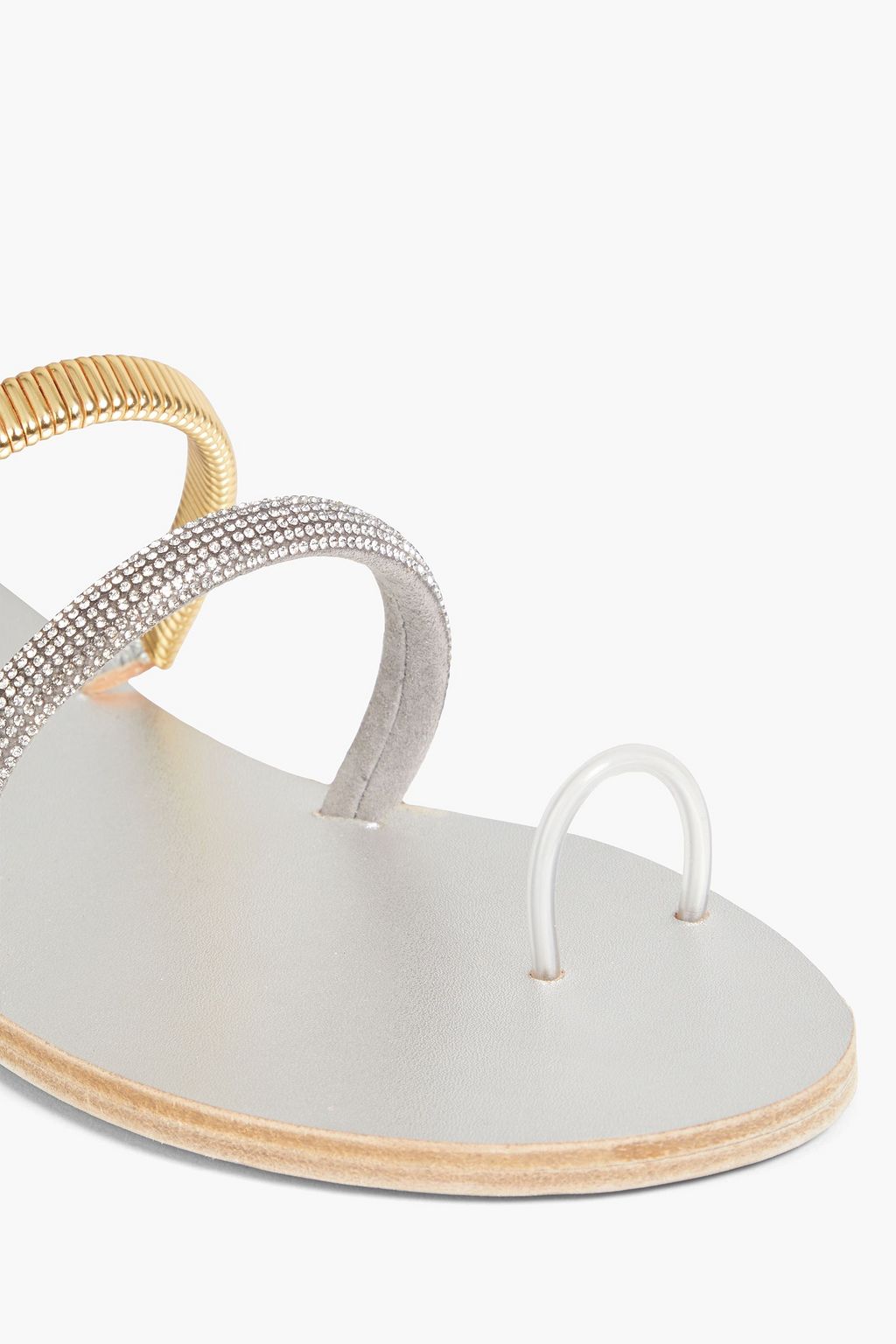 ANCIENT GREEK SANDALS صندل «أميثيتي» من الجلد والجلد السويدي مزين بزخارف