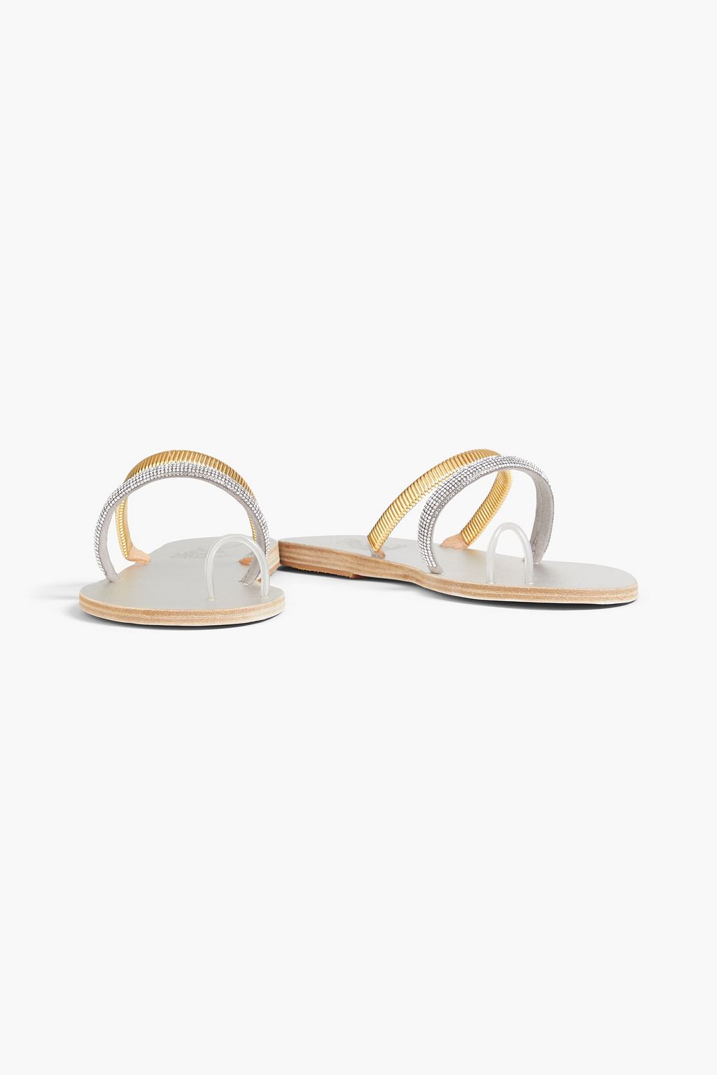 ANCIENT GREEK SANDALS صندل «أميثيتي» من الجلد والجلد السويدي مزين بزخارف