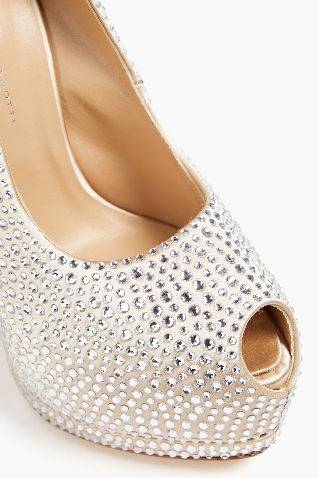 GIUSEPPE ZANOTTI حذاء بكعب عالٍ «شارون» من الساتان بنعل سميك وكعب مقاس 115 مزين بالكريستال