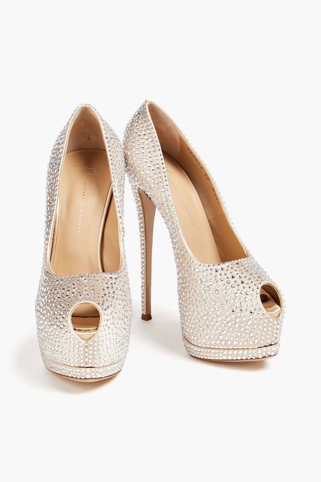 GIUSEPPE ZANOTTI Sharon 115 crystal-embellished satin platform pumps ...