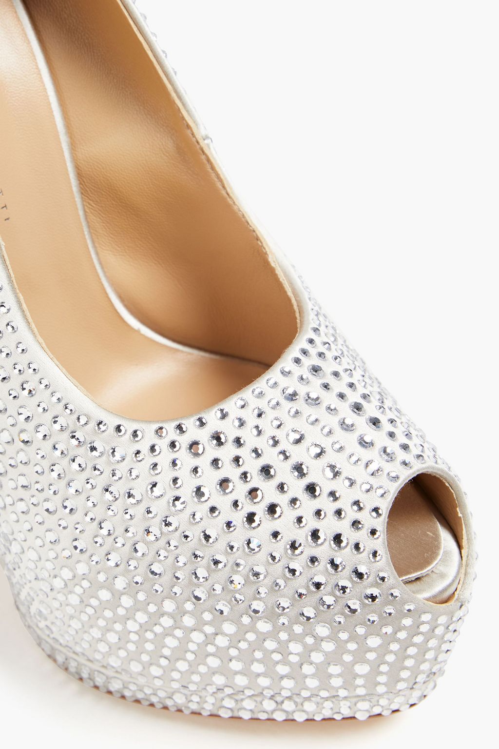 GIUSEPPE ZANOTTI حذاء بكعب عالٍ «شارون» من الساتان بنعل سميك وكعب مقاس 115 مزين بالكريستال