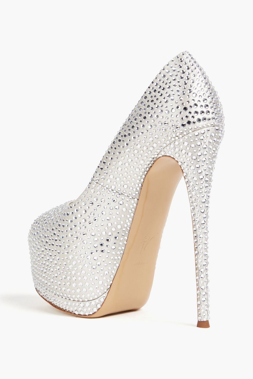 GIUSEPPE ZANOTTI حذاء بكعب عالٍ «شارون» من الساتان بنعل سميك وكعب مقاس 115 مزين بالكريستال