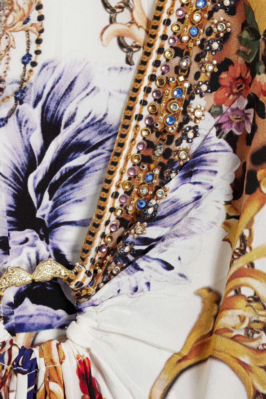 CAMILLA Embellished printed silk crepe de chine kaftan