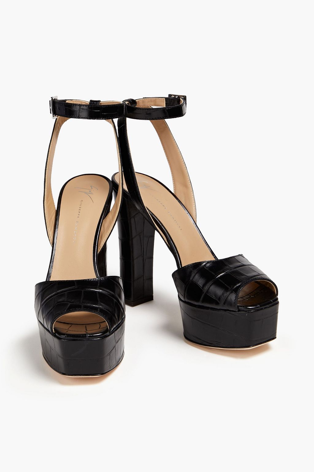 GIUSEPPE ZANOTTI Betty croc-effect leather platform sandals