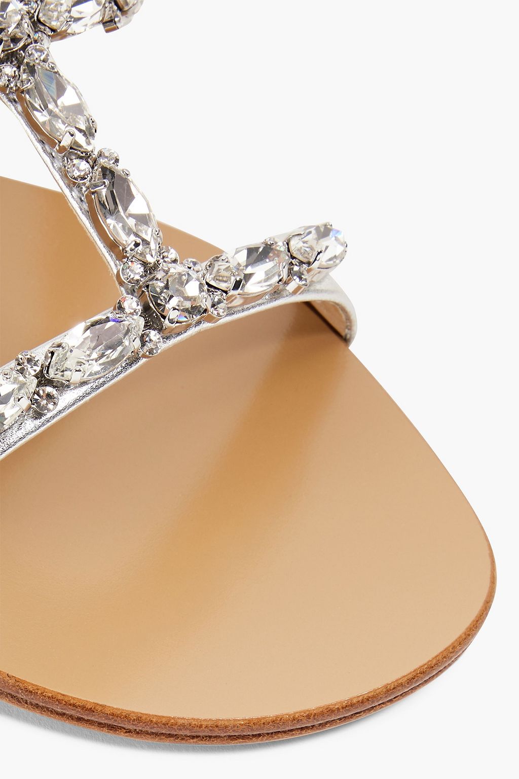 GIUSEPPE ZANOTTI Roll 10 crystal-embellished metallic leather sandals