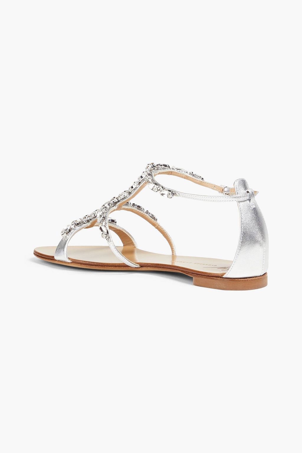 GIUSEPPE ZANOTTI Roll 10 crystal-embellished metallic leather sandals