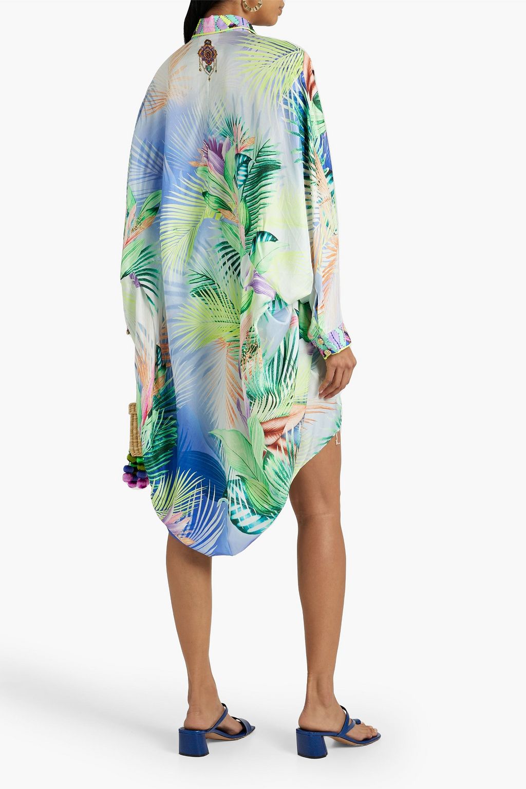 CAMILLA Asymmetric printed silk crepe de chine top
