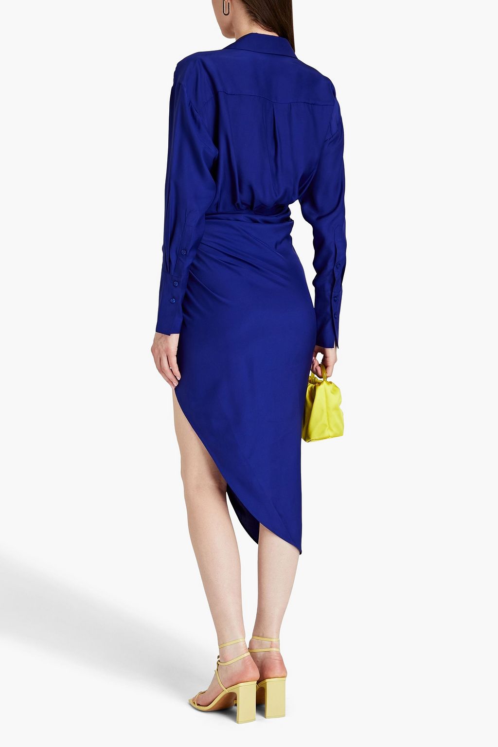 GAUGE81 Wrap-effect gathered silk-satin midi shirt dress | Sale up to ...